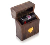 Unique Birthday Gift Ideas Handcrafted Classic Wooden Playing Card Holder Deck Box Storage Case Organizer With Premium Quality 'Ace' Playing Cards Anniversary Housewarming Gift Ideas (Heart)