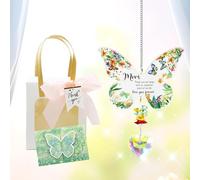 Unique Birthday Gifts for Mum, Butterfly Crystal Suncatcher with Chain, Sun Catchers Pendant Hanging Decor for Home Window Garden, Ideal Mother Gifts from Daughter Son on Her Birthday Mothers Day