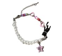 Unique Black Cats Star Pearls Adjustable Length Inspired Pearls Wrist Chain Jewelry For Teen Girls Adjustable Black Cats