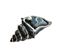 Unique Black Ceramic Conch Ashtray with Lid, Windproof Nautical Ash Tray for Smokers, Coastal Home & Office Decor, Stylish Conch-Shaped Ashtrays for Hotels