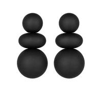 Unique Black Dangle Earrings for Women, Bold Chunky Statement Jewelry, Lightweight Matte Round Drop Accessories Matching Edgy Party Outfits Flawlessly