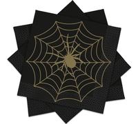 Unique Black & Gold Spiders Web Napkins - pack of 16