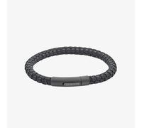 Unique Black Leather 21cm Black Stainless Steel Clasp Bracelet B554BL/21CM