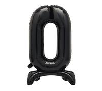 Unique Black Standing Number 0 Foil Balloon 30", Packaged