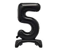 Unique Black Standing Number 5 Foil Balloon 30", Packaged