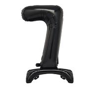 Unique Black Standing Number 7 Foil Balloon 30", Packaged
