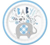 Unique Blue Floral Elephant Round 9" Dinner Plates, 8ct