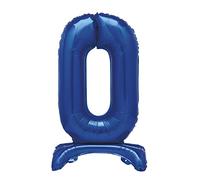 Unique Blue Standing Number 0 Foil Balloon 30", Packaged