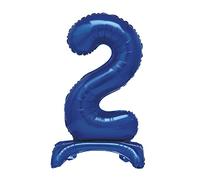 Unique Blue Standing Number 2 Foil Balloon 30", Packaged