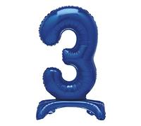 Unique Blue Standing Number 3 Foil Balloon 30", Packaged
