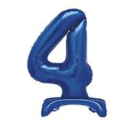 Unique Blue Standing Number 4 Foil Balloon 30", Packaged