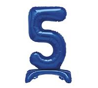 Unique Blue Standing Number 5 Foil Balloon 30", Packaged