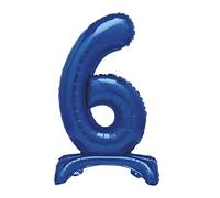 Unique Blue Standing Number 6 Foil Balloon 30", Packaged