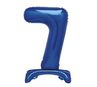 Unique Blue Standing Number 7 Foil Balloon 30", Packaged