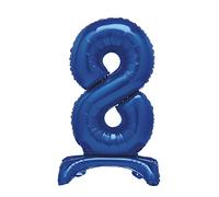 Unique Blue Standing Number 8 Foil Balloon 30", Packaged