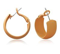 Unique Bohemian Matte Round Hoop Earrings Large Retro Neon Color Circle Earrings Multicolor Pierced Classic Lightweight Loops for Women Party Jewelry, Metal