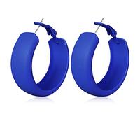 Unique Bohemian Matte Round Hoop Earrings Large Retro Neon Color Circle Earrings Multicolor Pierced Classic Lightweight Loops for Women Party Jewelry, Metal