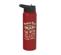 Unique Bonus Dad Family Heart Artwork Design Stainless Steel Insulated Water Bottle