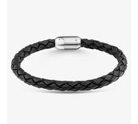 Unique Braided Black Leather & Stainless Steel Bracelet B569BL/21CM