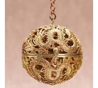 Unique Brass Incense Burner, Hanging Ball Design, for Home and Car Use (B)