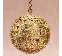 Unique Brass Incense Burner, Hanging Ball Design, for Home and Car Use (E)