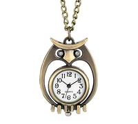 Unique Bronze Hollow-Out Pocket Watch Diamond Eye Owl Case Durable Thin Chain Pendant Necklace Quartz Watch Gifts for Men Women