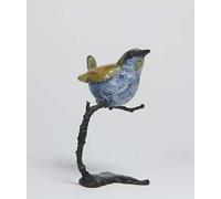 Unique Bronze Wren on Branch - Solid Hot Cast Bronze - Steve Boss