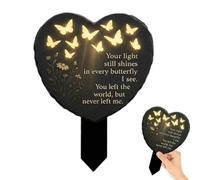 Unique Butterfly Heart-Shaped Floral Acrylic Outdoor Memorial Plaque, 2026 New 2D Flat Butterfly Heart-Shaped Memorial Garden Patch, Suitable for Lawns, Cemeteries, Flower Beds, 7.87" X 5.9"