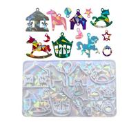 Unique Carousel Pendant Resin Molds Merry-Go-Round Earring Silicone Molds with Hole Jewelry Making Craft Pendant Moulds