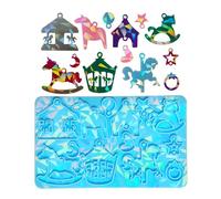 Unique Carousel Pendant Resin Molds Merry-Go-Round Earring Silicone Molds with Hole Jewelry Making Craft Pendant Moulds