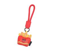 Unique Cartoon French Fries Milk Teas PU Leather Bag Charm Keychain Couples Accessory For Women And Men PU Leather Keychain For Couples