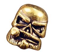 Unique Carved Skull Metal Beads for Paracord Gear, Yellow | Large Hole Charm for Crafting Unique Charm Accessories and Paracord Enthusiast Gear Artistic Collectibles