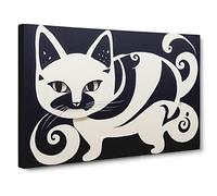 Unique Cat Art Canvas Print | Gallery Wrapped 30mm Frame Wall Art | 30x20 inches | Ready to Hang | Abstract Animals Picture | Living Room Bedroom Lounge Office