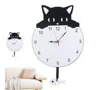 Unique Cat Clock For Wall, Decorative Cat Wall Clock, Non Ticking Cat Tail Clock, Wall Clocks For Living Room, Swinging Tail Battery Clock, Stylish Cat Clock Wall Decor, Acrylic Art Wall Clock