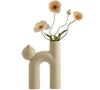 Unique Cat Statue Ceramic Vase Set - Modern Frosted Floral Decor for Dining Table, Living Room, Bedroom & Entrance - Aesthetic Home Art Decoration (6)
