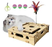 Unique Cat Tree | Wooden Interactive Toy | Cat Puzzle with Toy and Bell Ball for Kitten Grooming, Suitable for Indoor, Sofa, MEU