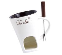 Unique Ceramic Fondue Warmer for Chocolate and Cheese, Includes Fork and Tealight, Functional Design and Elegant Style