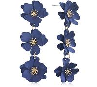 Unique Chic Long Matte Flower Dangle Earrings Cute Bohemian Tiered Triple Floral Drop Stud Earrings Ear Drop for Women Statement Jewelry Gifts Parties Prom, Metal