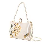 Unique Chinese Silk Handbag Evening Bag Shoulder Purse With Peony Embroidery And Pearls For Special Event Party Occasion Handbag