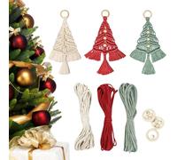 Unique Christmas Tree DIY Kit, 3Pcs/Set Woven Macrame Christmas Trees DIY Kit for Beginners, Craft Wall Hangings Ornaments Decor, Boho Macrame Handmade Xmas Tree Home Decoration
