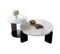 Unique Circle Coffee Table SetModern Solid Wood Legs & Rock Board Top Stylish for Living Room & Office Black Finish 40" & 80" Sizes