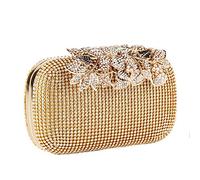 Unique Clasp Gold Diamante Crystal Diamond Evening bag Clutch Purse Party Bridal Prom