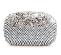 Unique Clasp Silver Diamante Crystal Diamond Evening bag Clutch Purse Party Bridal Prom