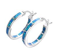 Unique Classic Blue Opal Shape Earrings Color Matching For Women Men Lovely Fashion Small Ear Jewelry For Women Silver Chain