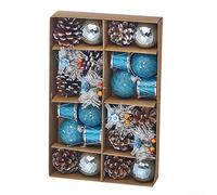 Unique Collection of 24 Christmas Ball Ornaments, For Decorating Trees And Creating a Festive Atmosphere (Blue)