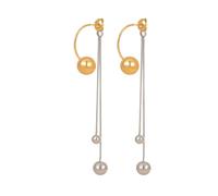 Unique Color Blocking Metal Ball and Tassels Drops Earrings Stainless Steel Comfortable for Elegant Women Various Occasions Fashion Earrings