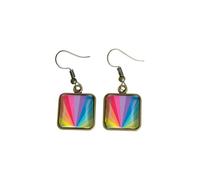Unique Colorful Rainbow Pattern Earrings Simple Square Dangle Earrings Homosexuality Gay Lesbian LGBT Pride Gifts, S, Zinc, No Gemstone