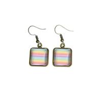 Unique Colorful Rainbow Pattern Earrings Simple Square Dangle Earrings Homosexuality Gay Lesbian LGBT Pride Gifts, S, Zinc, No Gemstone