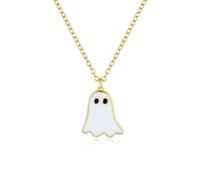 unique corn Halloween Ghost Necklace for Women - Spooky Cute 14K Gold Plated Pendant Jewelry, Fun Halloween Accessories & Costume Gifts, Regular Size, Copper, No Gemstone