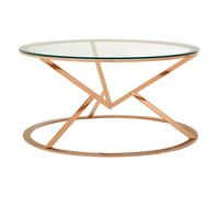 Unique Corseted Round Coffee Table, Geometric Display Table, Versatile Decorative Coffee Table Premier Housewares Gold One Size